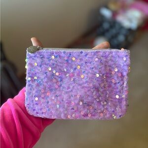 Lavender Sequin Pouch Zipper Wristlet